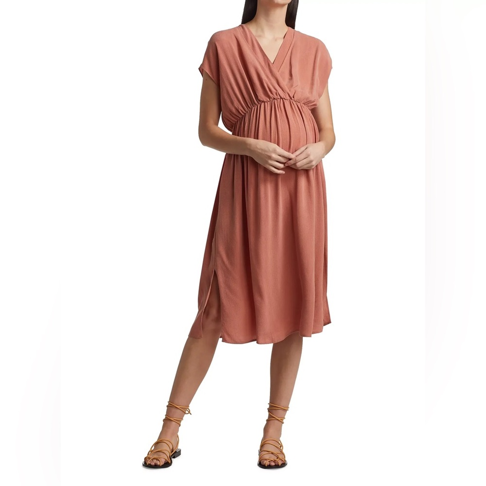 $185 NWT Emilia George Irene Maternity/Nursing Dress in salmon, M